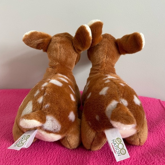 Adorable Twin Fawn Plush Animals by Eco Nation 9” - Picture 3 of 7